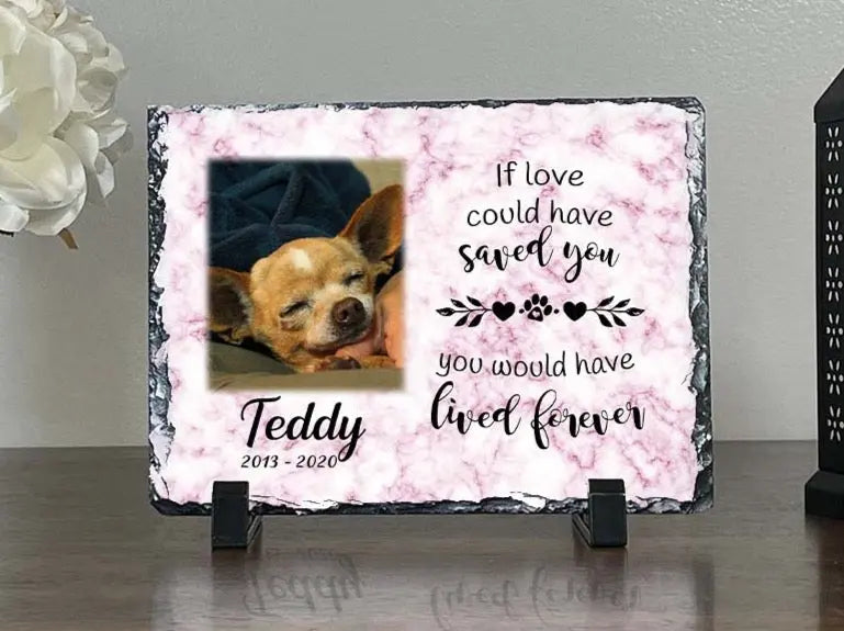 Personalized Dog Memorial Plaque   If love alone could have kept you here  Personalized Picture Keepsake Memorial Slates