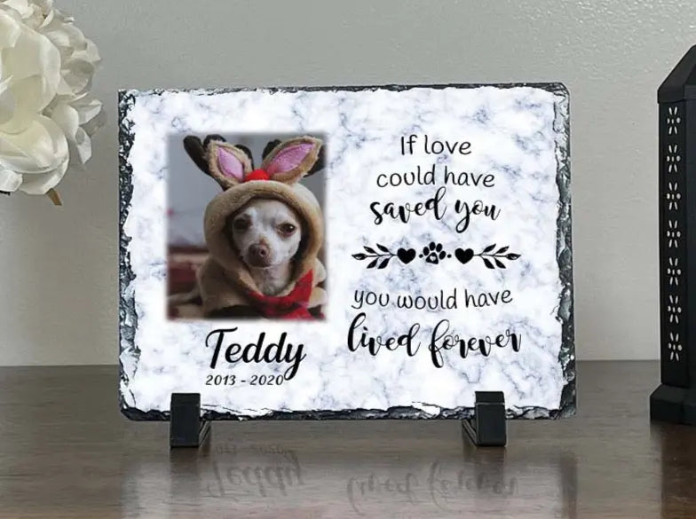 Personalized Dog Memorial Plaque   If love alone could have kept you here  Personalized Picture Keepsake Memorial Slates