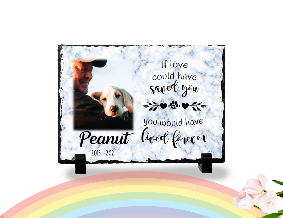 Personalized Dog Memorial Plaque   If love alone could have kept you here  Personalized Picture Keepsake Memorial Slates