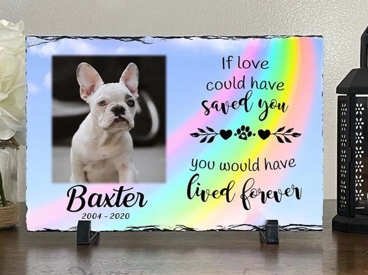 Personalized Dog Memorial Plaque   If love alone could have kept you here  Personalized Picture Keepsake Memorial Slates