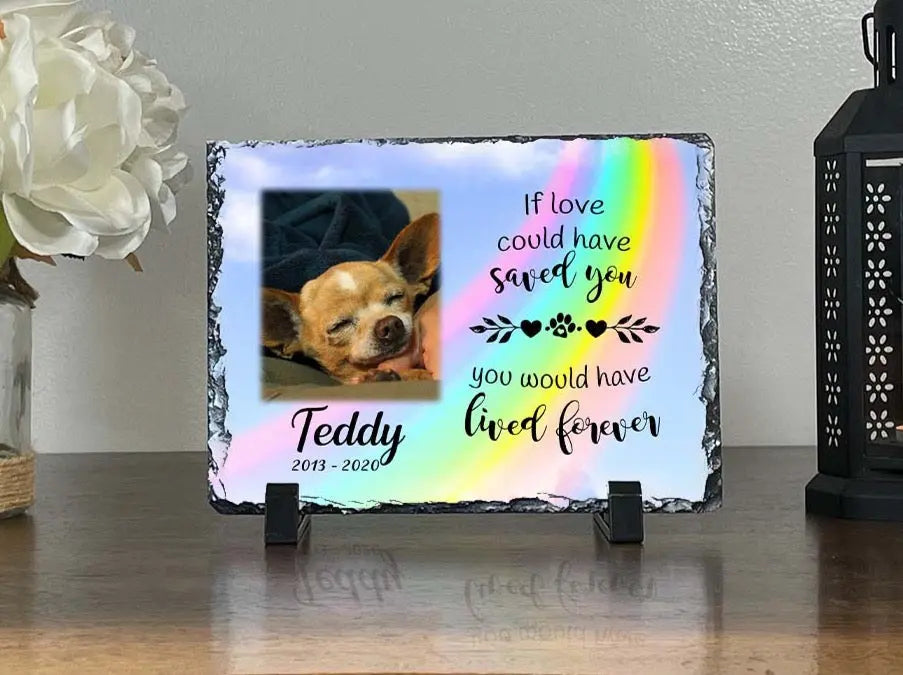 Personalized Dog Memorial Plaque   If love alone could have kept you here  Personalized Picture Keepsake Memorial Slates