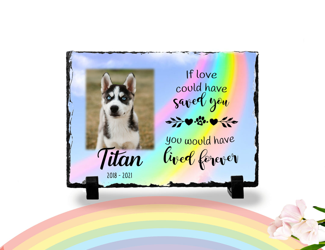 Personalized Dog Memorial Plaque   If love alone could have kept you here  Personalized Picture Keepsake Memorial Slates