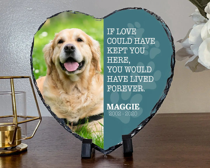 Personalized Dog Memorial Plaque Heart Shape Slate   If Love Could Have Saved You Paw prints Personalized Picture Keepsake Memorial Slates