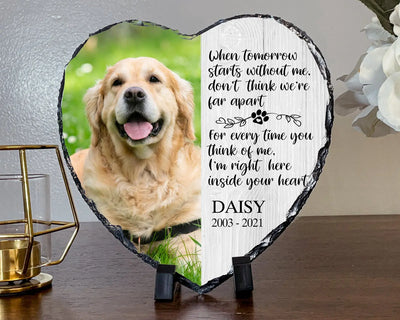 Custom Pet Memorial Stone Frame - Personalized Dog Loss Gifts Rainbow  Bridge, Customized Rock Slate Picture Frame Plaque with Photo Text for Dog  Cat