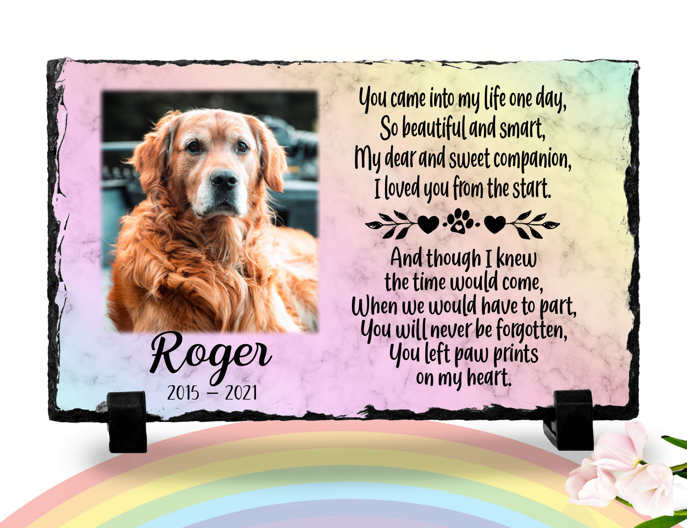 Unique Rainbow Bridge Pet loss Personalized Dog Memorial Plaque