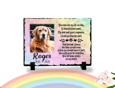 Personalized Dog Memorial Plaque You left paw prints on my heart  Personalized Picture Keepsake Memorial Slates