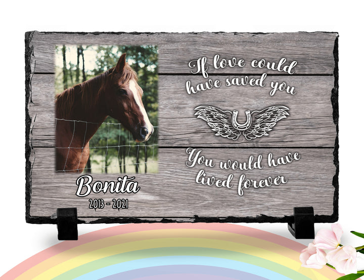 Personalized Horse Memorial Plaque   If love alone could have kept you here  Personalized Picture Keepsake Memorial Slates