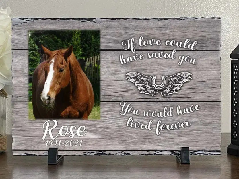 Personalized Horse Memorial Plaque   If love alone could have kept you here  Personalized Picture Keepsake Memorial Slates