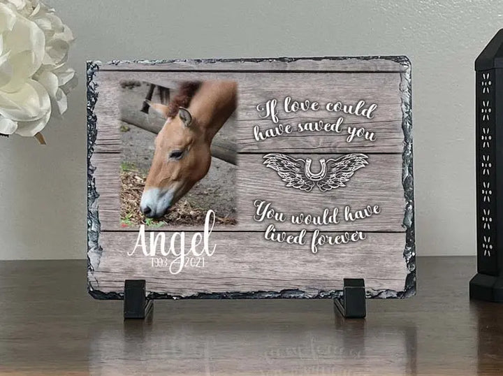 Personalized Horse Memorial Plaque   If love alone could have kept you here  Personalized Picture Keepsake Memorial Slates