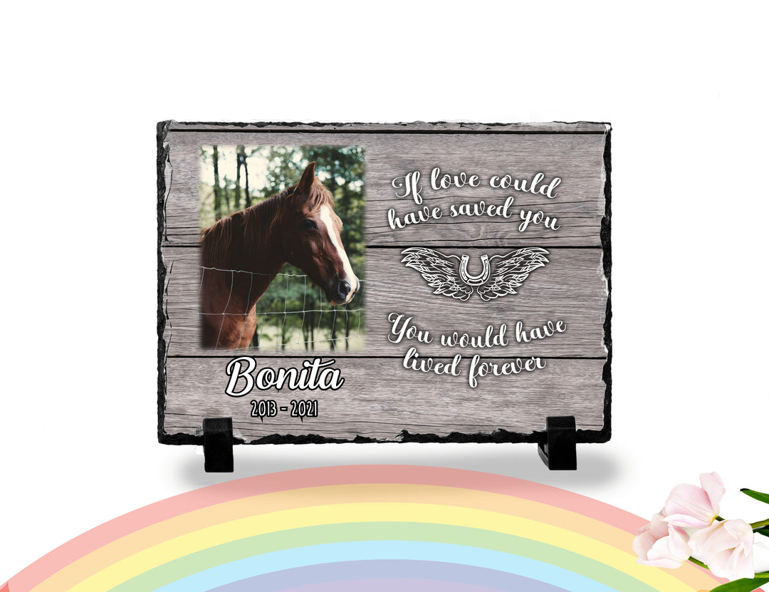 Personalized Horse Memorial Plaque   If love alone could have kept you here  Personalized Picture Keepsake Memorial Slates