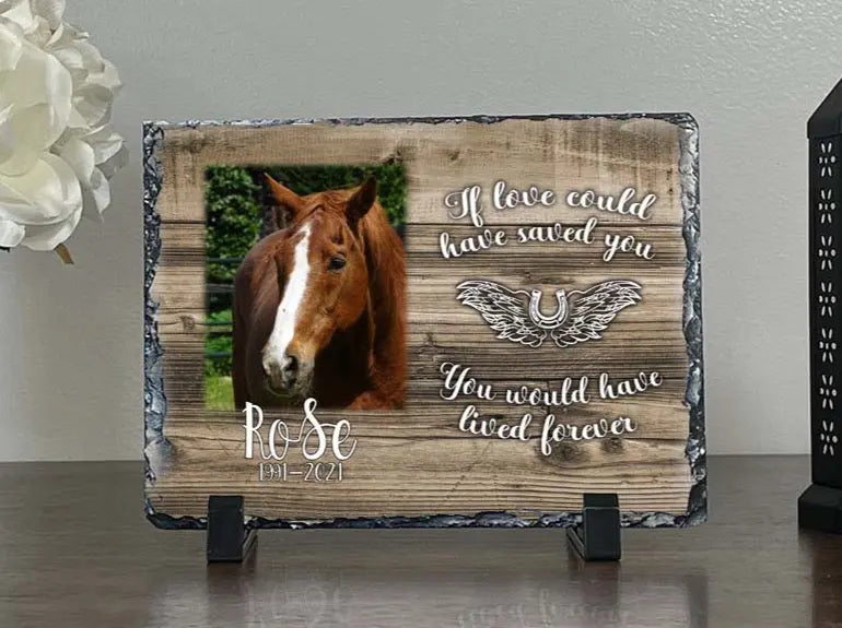 Personalized Horse Memorial Plaque   If love alone could have kept you here  Personalized Picture Keepsake Memorial Slates