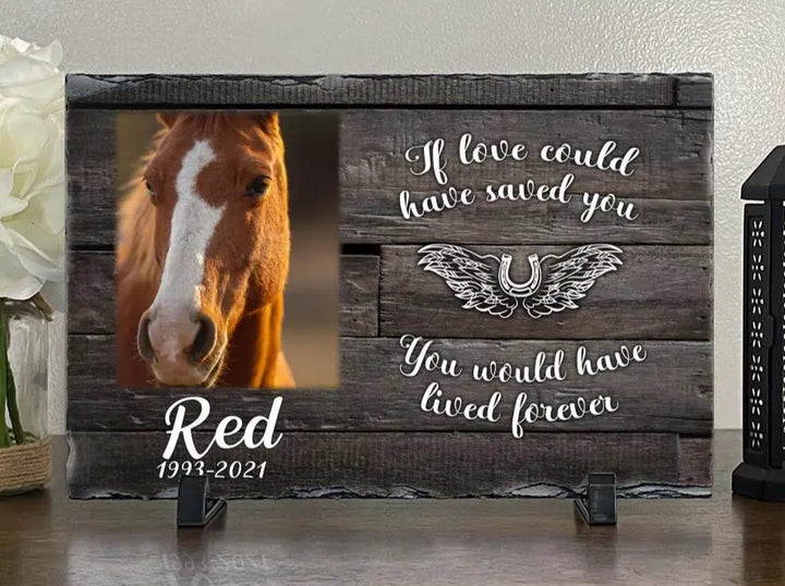 Personalized Horse Memorial Plaque   If love alone could have kept you here  Personalized Picture Keepsake Memorial Slates