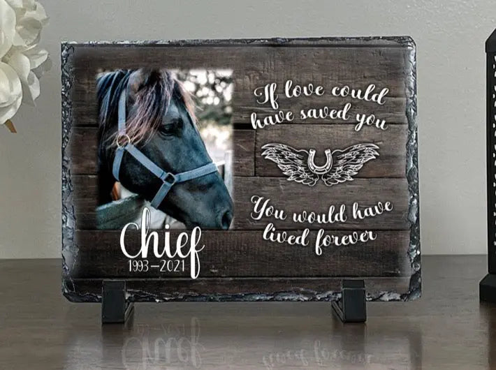 Personalized Horse Memorial Plaque   If love alone could have kept you here  Personalized Picture Keepsake Memorial Slates