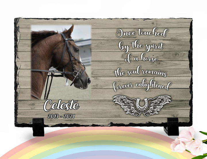 Personalized Horse Memorial Plaque   Once Touched by the Spirit of a horse The soul remains forever enlightened    Personalized Keepsake Memorial Slates