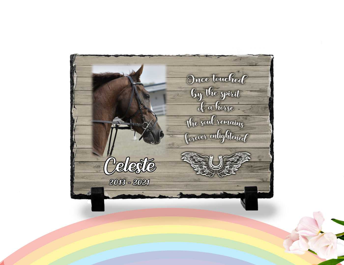 Personalized Horse Memorial Plaque   Once Touched by the Spirit of a horse The soul remains forever enlightened    Personalized Keepsake Memorial Slates