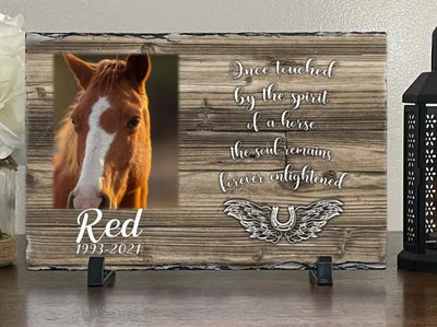 Personalized Horse Memorial Plaque   Once Touched by the Spirit of a horse The soul remains forever enlightened    Personalized Keepsake Memorial Slates