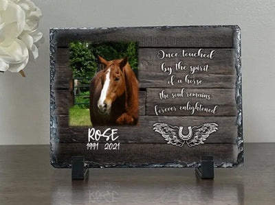 Personalized Horse Memorial Plaque   Once Touched by the Spirit of a horse personalized plaque Memorial Slates