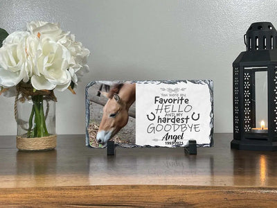 Personalized Horse Memorial Plaque   You Were My Favorite Hello and My Hardest Goodbye  Personalized Picture Keepsake Memorial Slates