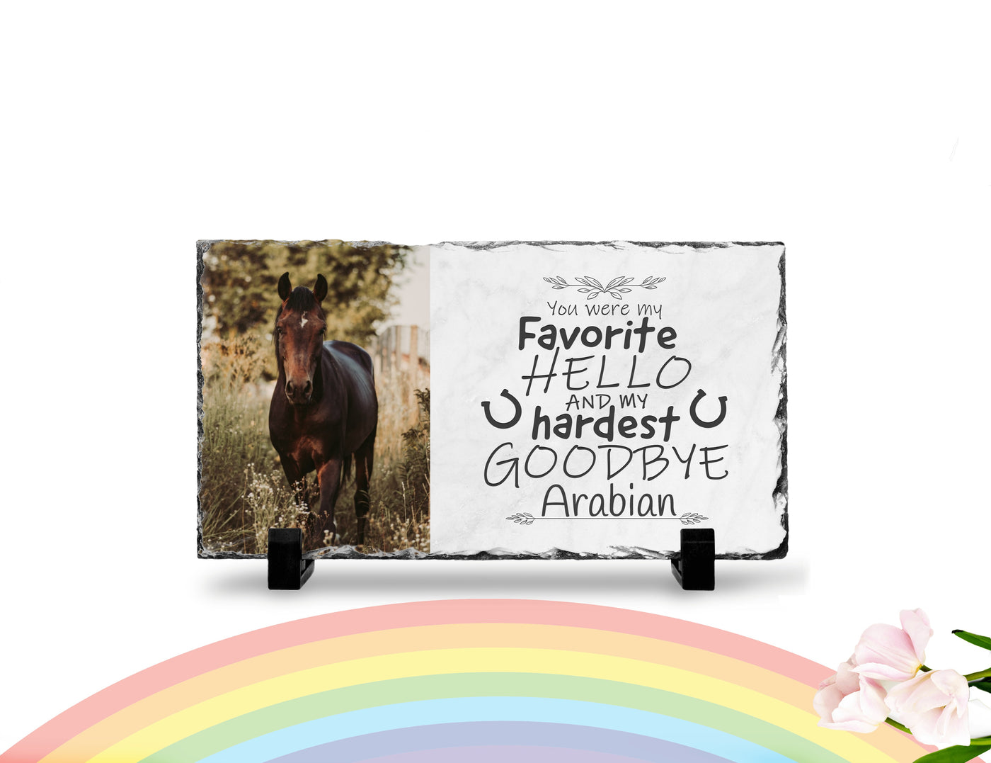 Personalized Horse Memorial Plaque   You Were My Favorite Hello and My Hardest Goodbye  Personalized Picture Keepsake Memorial Slates