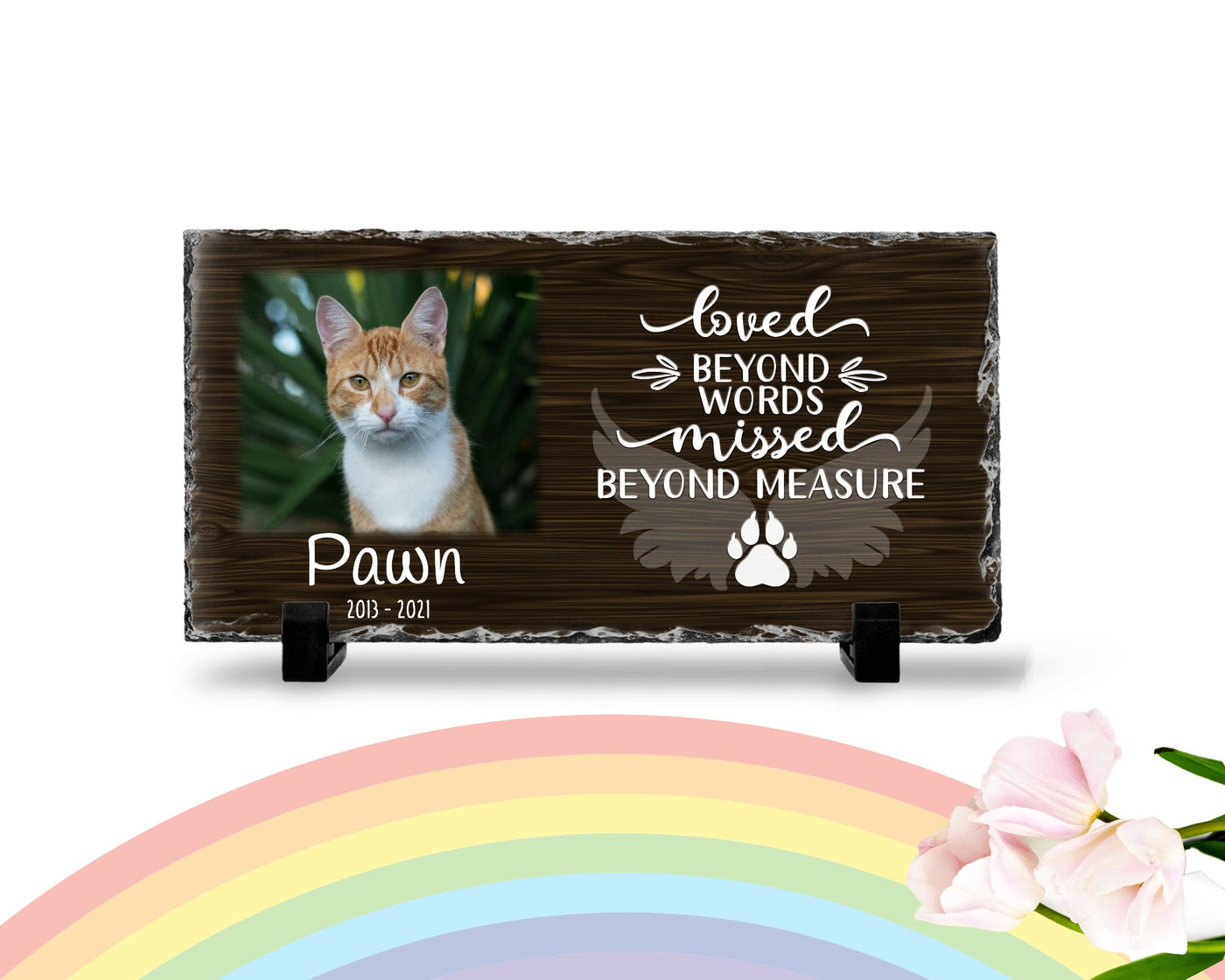 Personalized Personalized Cat Memorial Plaque Loved Beyond Words Missed Beyond Measure  Personalized Picture Keepsake Memorial Slates