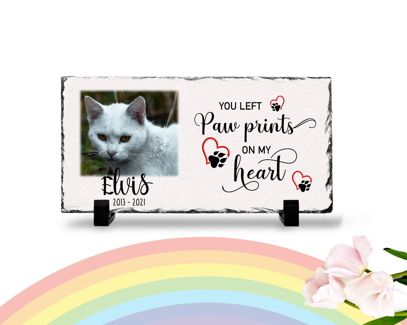 Personalized Personalized Cat Memorial Plaque You left paw prints on my heart  Personalized Picture Keepsake Memorial Slates