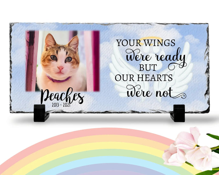 Personalized Personalized Cat Memorial Plaque Your wings were but our hearts were not  Personalized Picture Keepsake Memorial Slates