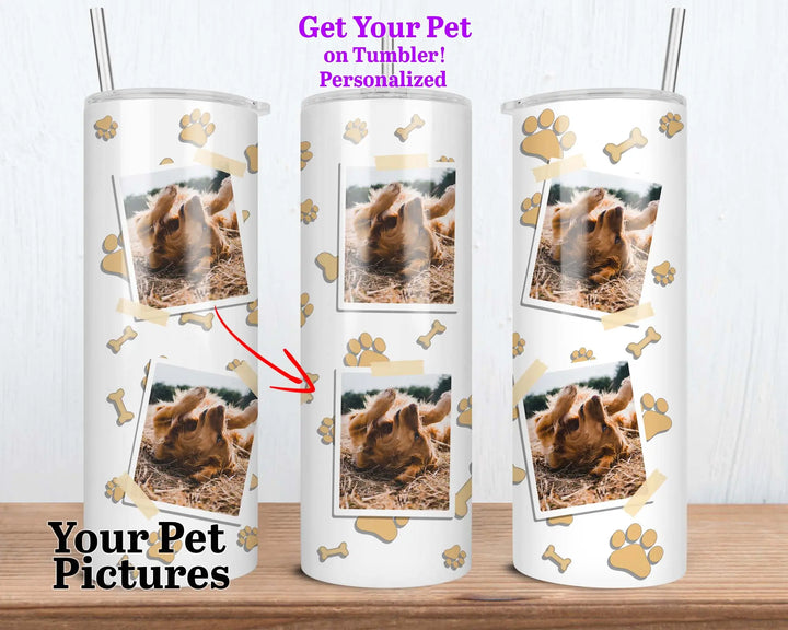 Personalized Tumbler gift Dog Cat Photo Skinny Tumbler Water Bottle Pet Gift Dog mom gift Skinny Tumbler