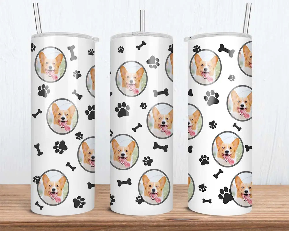 Personalized pet gifts Dog Face Skinny Tumbler Water Bottle Pet Gift Dog mom gift Skinny Tumbler