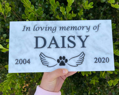 Pet Grave Marker, Dog head stone, Personalized Outdoor Engraved Pet Stone You left paw Prints Marble Grave Marker