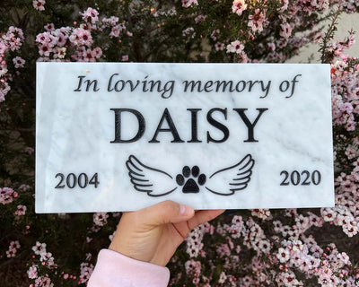 Pet Grave Marker, Dog head stone, Personalized Outdoor Engraved Pet Stone You left paw Prints Marble Grave Marker