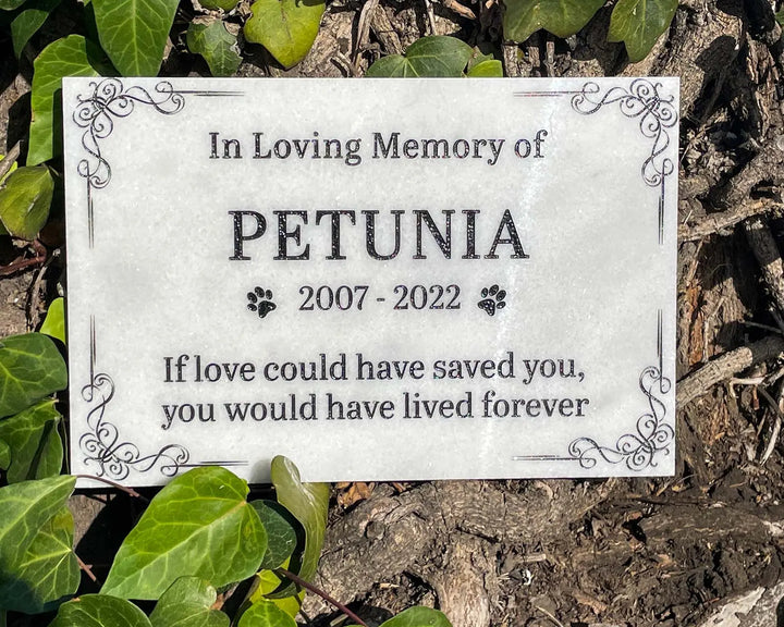 Pet Grave Plaque Marble Marker, Pet headstones, Custom Outdoor Engraved Pet Stone In Loving Memory Marble Grave Marker