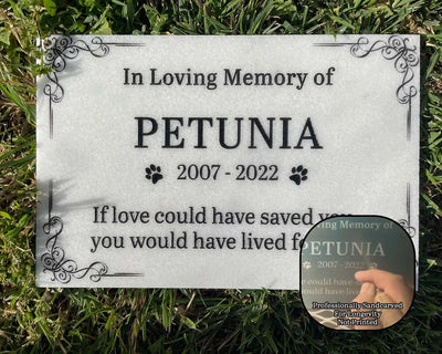 Pet Grave Plaque Marble Marker, Pet headstones, Custom Outdoor Engraved Pet Stone In Loving Memory Marble Grave Marker