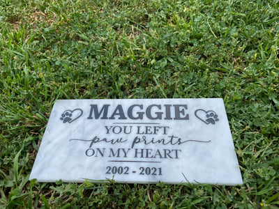 Pet headstones, Grave Marker, Personalized Outdoor Engraved Pet Stone You left paw Prints Memorial Rock