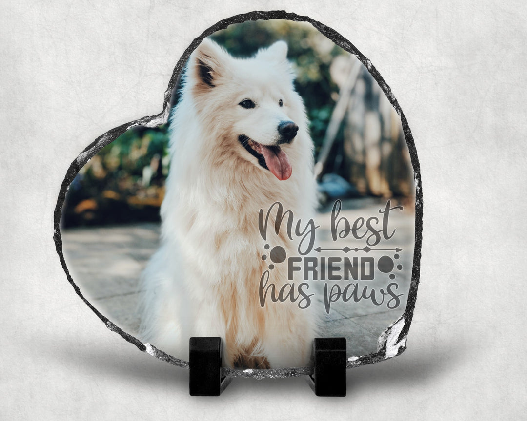 Pet loss Gift Custom Dog Memorial Stone Photo Heart Shape Slate  My Angel Has Paws Picture Keepsake Memorial Slates