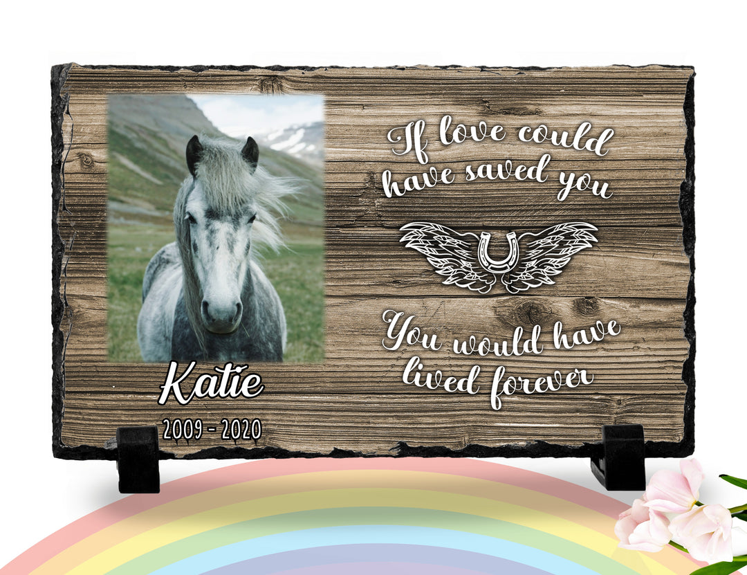 horse loss gift Personalized Horse Memorial Plaque   If love alone could have kept you here  Personalized Picture Keepsake Memorial Slates