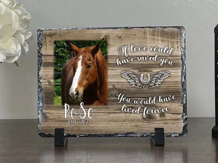 horse loss gift Personalized Horse Memorial Plaque   If love alone could have kept you here  Personalized Picture Keepsake Memorial Slates